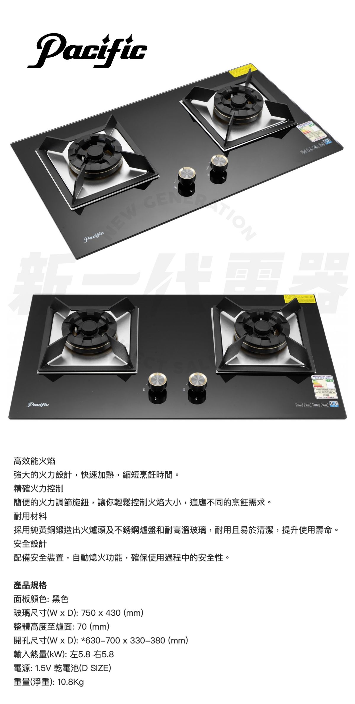 太平洋| PGS203 -太平洋嵌入式雙頭煮食爐(煤氣/石油氣)(PGS-203) | HKTVmall 香港最大網購平台