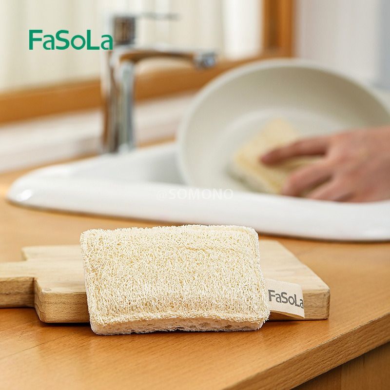 木浆棉天然丝瓜络 | 洗碗布双面去污百洁布 | 刷碗布家务清洁抹布-白色