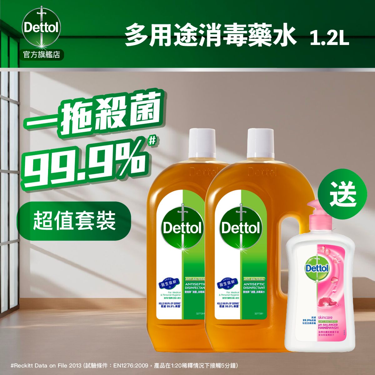 [優惠套裝] 消毒藥水 1.2升x2支 送殺菌洗手液 500克 (贈品隨機發送)