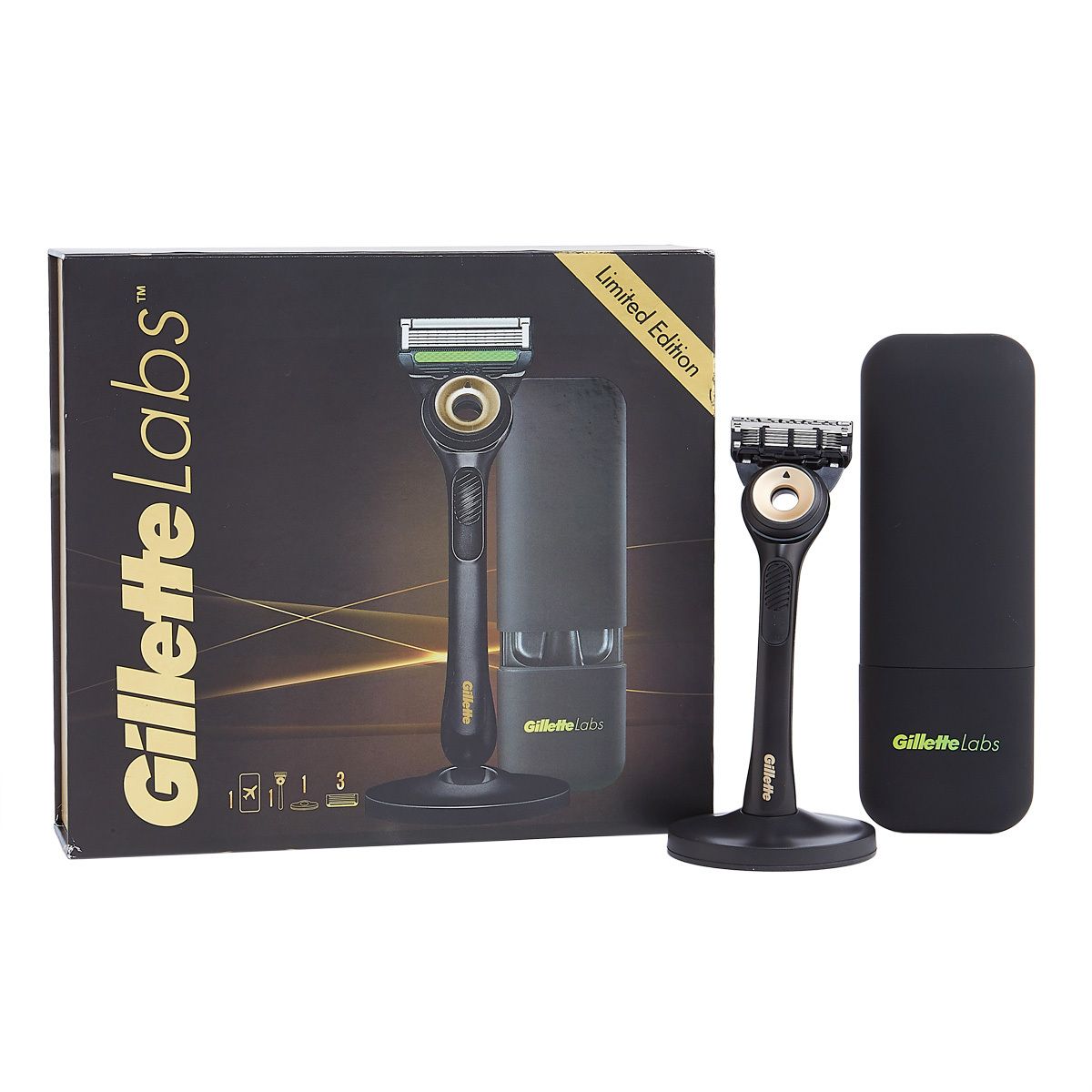 限量版闇夜金剃鬚刀 連底座 1刀架3刀頭 1旅行盒