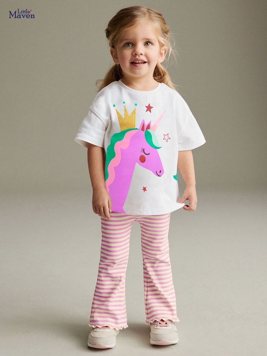 Little maven女童套装夏季卡通儿童两件套欧美女童套装