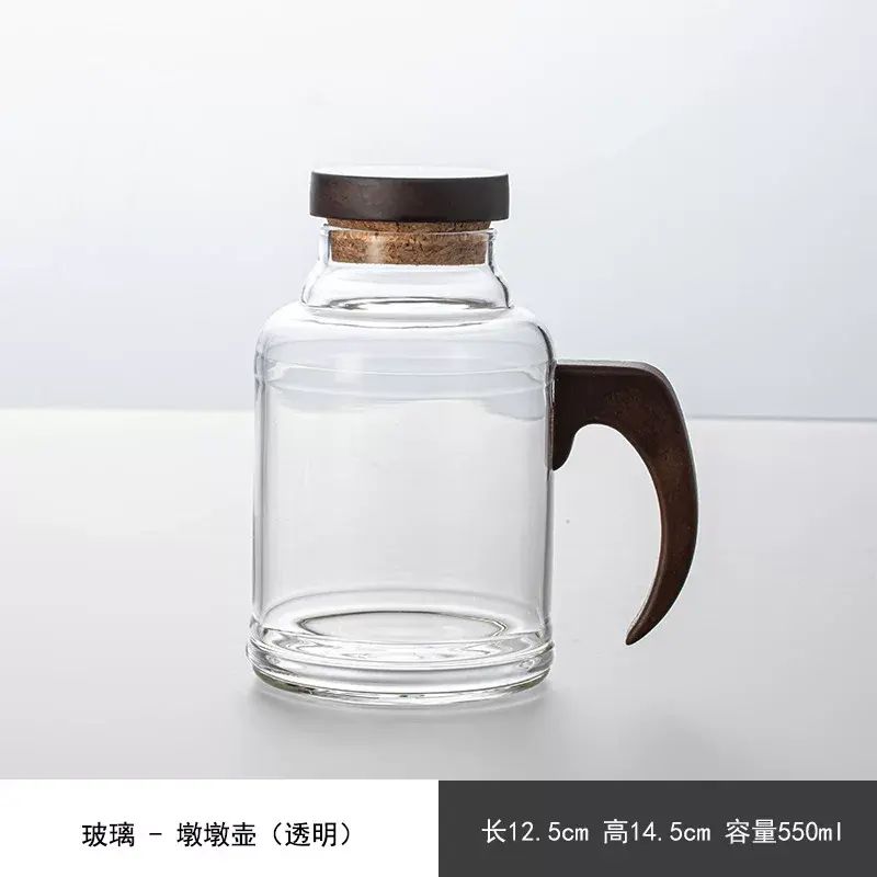 高硼矽玻璃水杯手把杯涼水壺帶蓋飲管便捷簡約大容量學霸杯喝茶杯