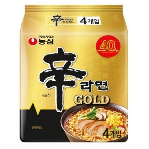 韓國 GOLD 金裝版 40週年限定辛辣麵 升級配料 濃郁雞肉高湯 125g x 4包入 平行進口 #辛拉麵GOLD #人氣韓國拉麵 농심 신라면 골드 此日期或之前食用：2026年06月29日