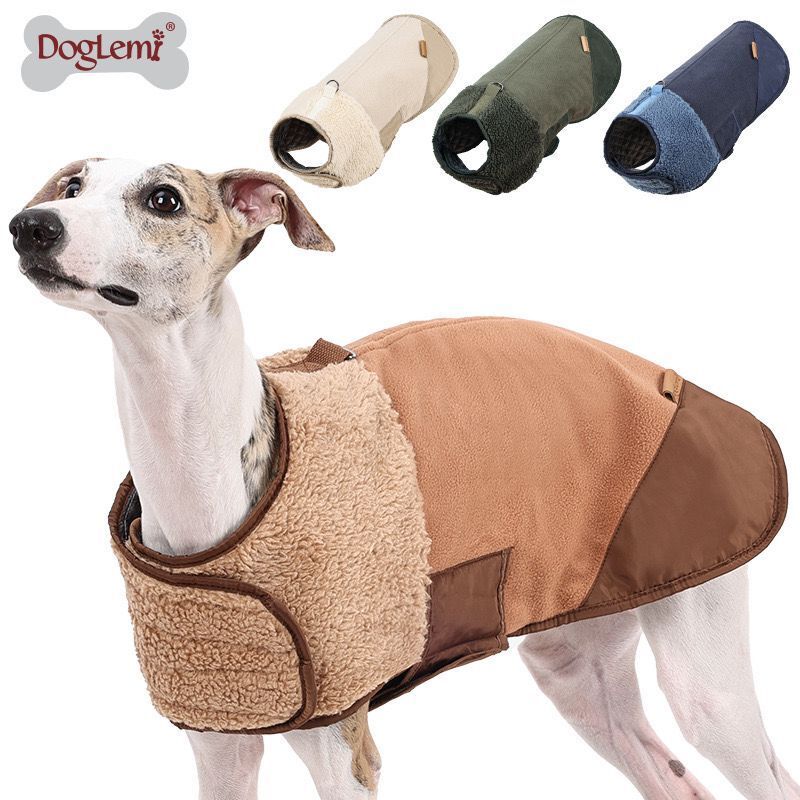 DogLemi 狗狗拼接間棉外套 啡色 S碼 狗狗冬天衫 狗狗保暖衣 防水防風 保暖 狗狗防風外套 可調節