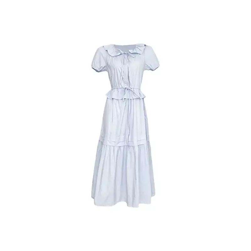 Skirt women s summer new style French first love  gentle wind  waist  girly sweet blue bubble sl Im