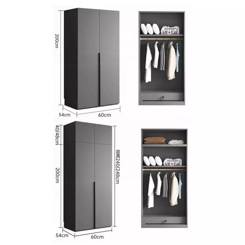 卧室家用平开门衣柜2025新款极简风衣帽柜哑光实木定制收纳柜