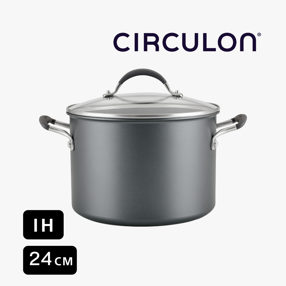 (電磁爐適用) 24cm/7.6L易潔有蓋湯鍋 - Circulon A1 (#81834-T)