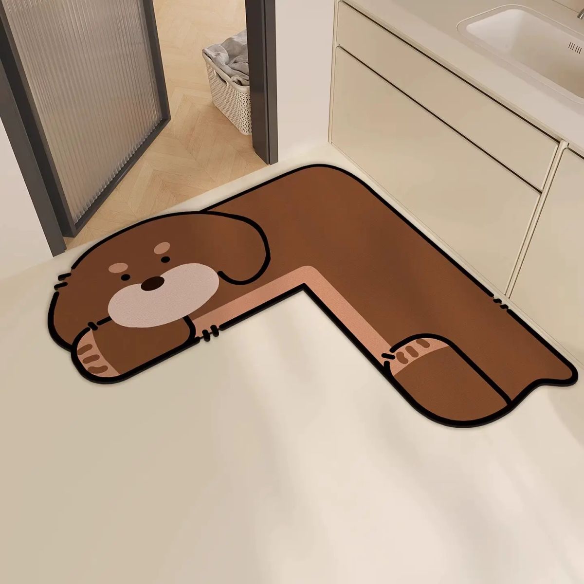 浴室地垫L型转角防滑l吸水垫洗手间厨房脚垫子卫生间门口厕所地毯
