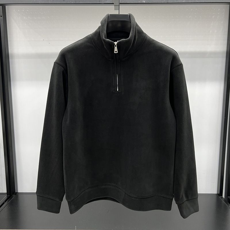 Fleece Padded Fleece Sweatshirt Men's Swing Fleece Winter Warm Grain Fleece Stand Collar Long Sleeve