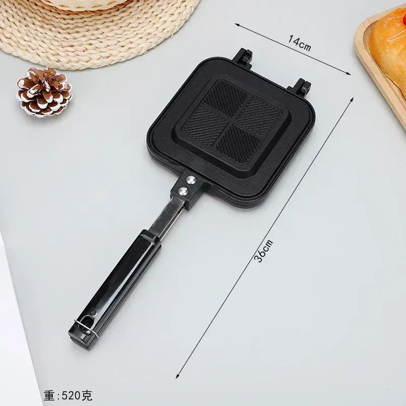 Aluminum Alloy Home Kitchen Striped Sandwich Pan Non-stick Double-sided