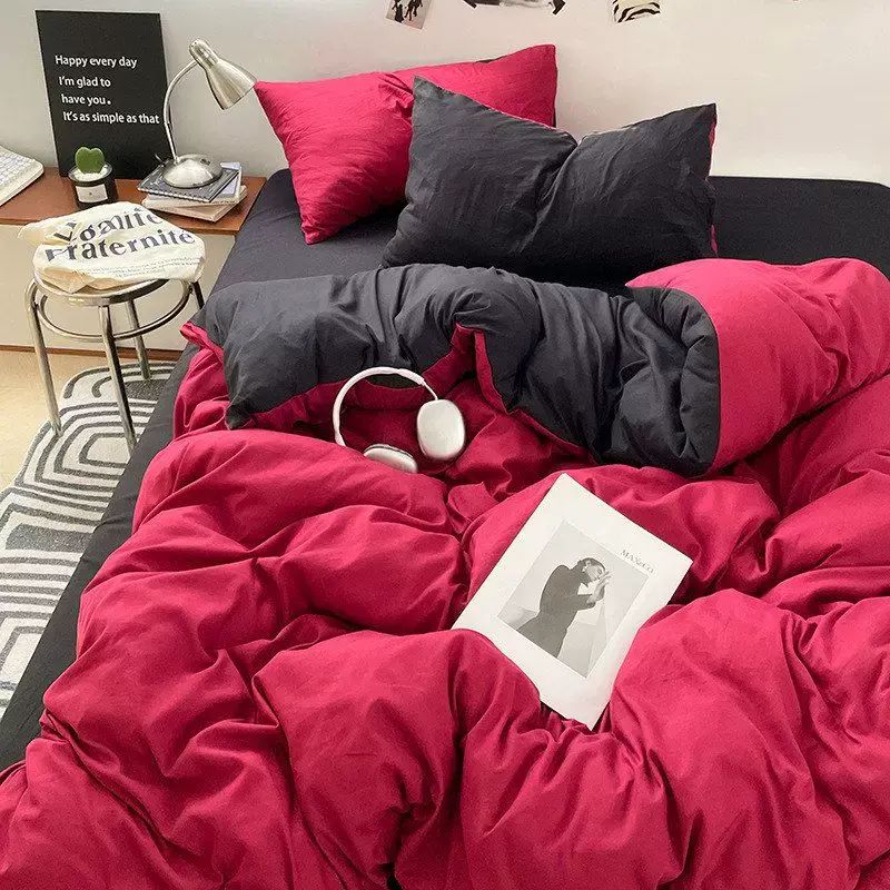 床品四件套水洗棉床单罩四季磨毛 三件套学生宿舍