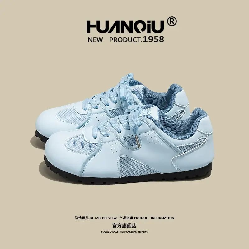 环球网面透气蓝色德训鞋女2025新款百搭配裙子轻便网鞋防滑休闲鞋