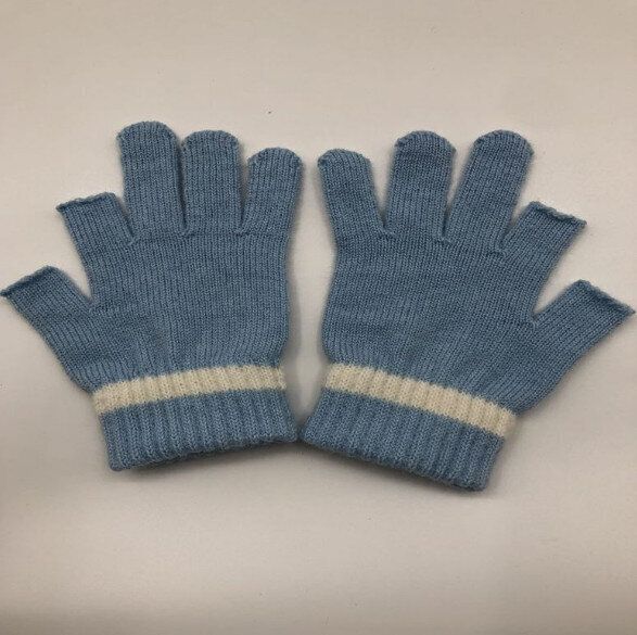 冬季兒童純色防寒保暖手套（淺藍色）【均碼】