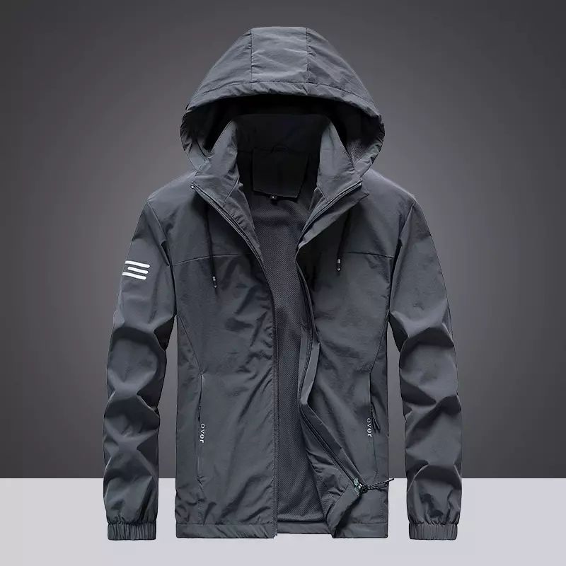 男士薄款透气夹克春秋季新款户外休闲弹力风衣男中年宽松防风外套
