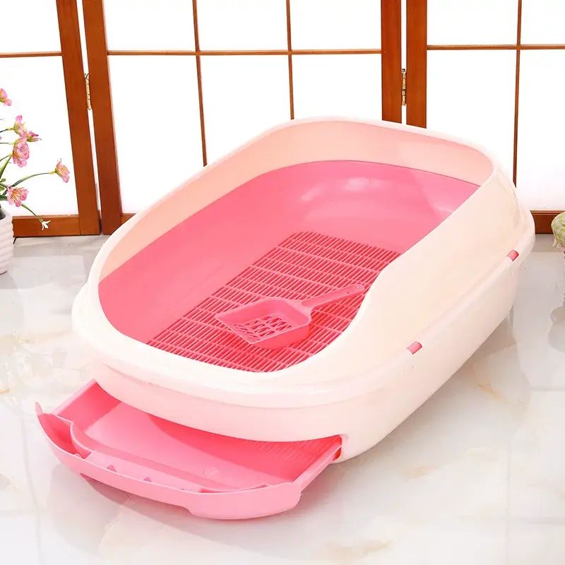 Semi-enclosed double-layer cat litter box large  