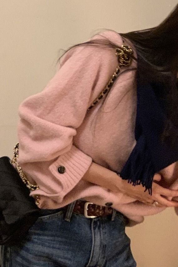 韩国东大门秋冬新款百搭单排扣V领针织开衫外套毛衣女-白色 均码