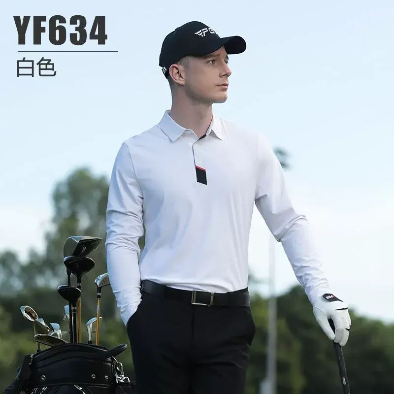 PGM 高爾夫服裝男長袖T恤秋冬季運動球衣男裝衣服polo衫無縫翻領