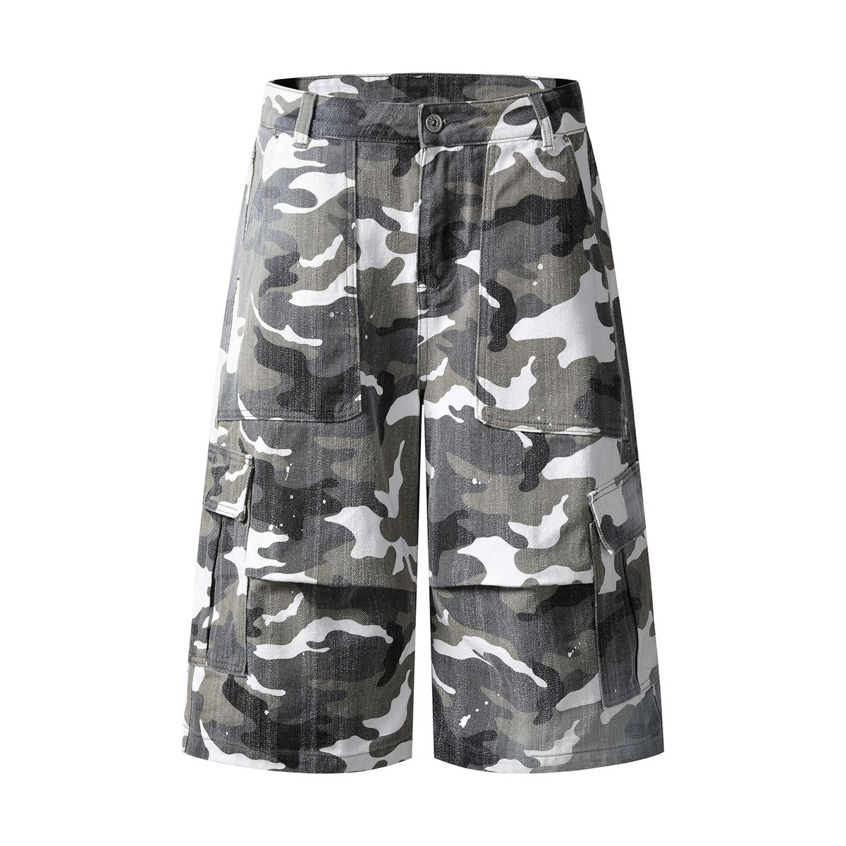American style vintage multi-pocket camouflage cargo shorts men summer trendy loose casual design