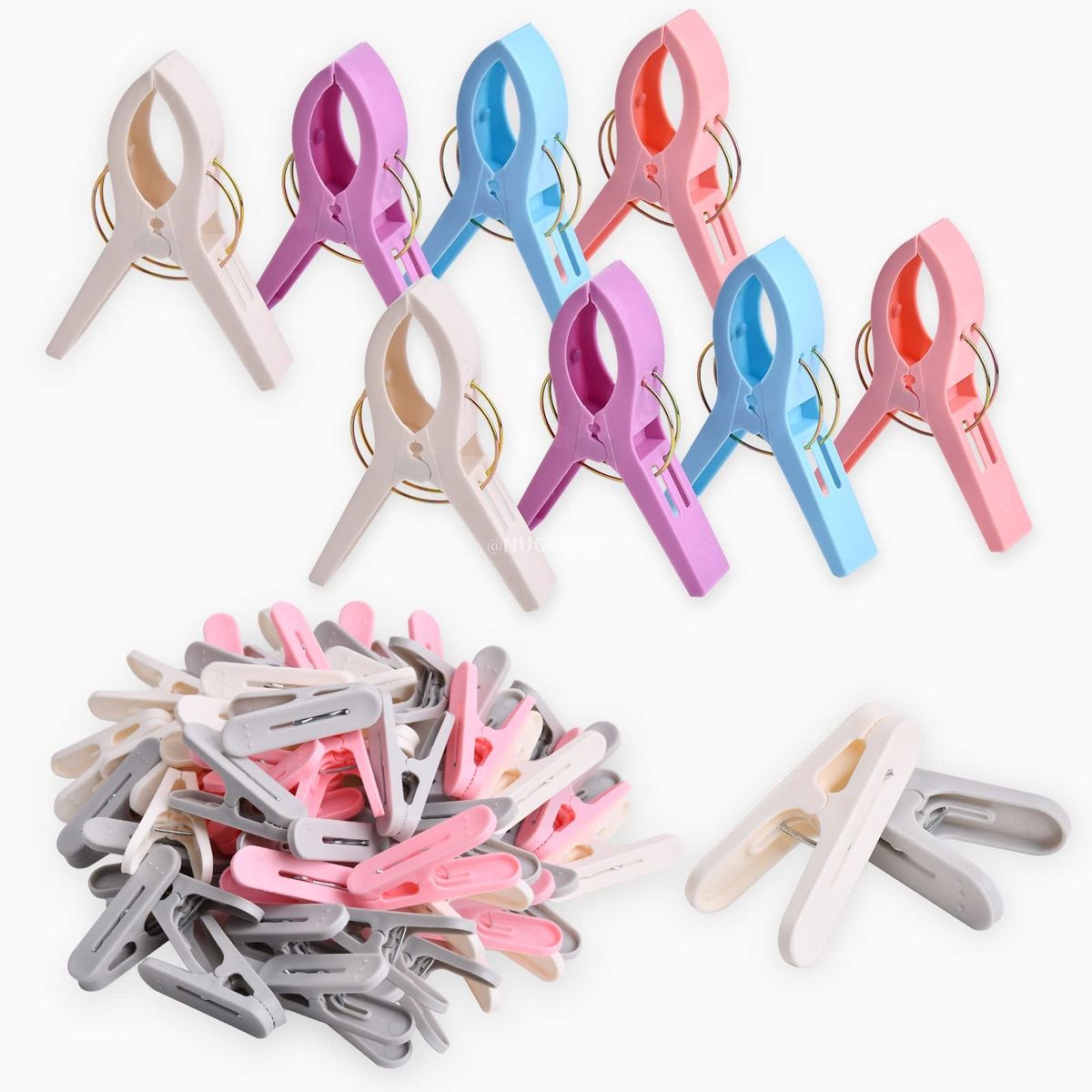 LGNATIUS 48 Pieces Multifunctional Clothespins, Strong Plastic Spring Design, Anti-slip, for Clothes