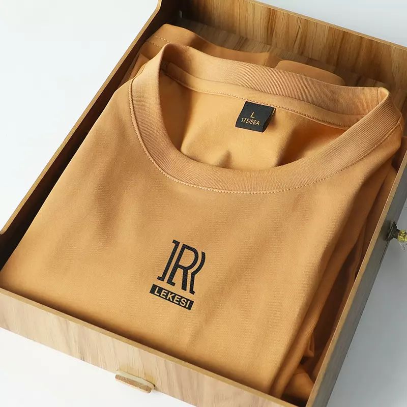 Mercerized cotton round neck short-sleeved T-shirt men's new trendy all-match bottoming shirt