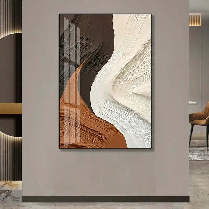 ?玄关入户正对门肌理挂画客厅抽象油画几何装饰画床头饭厅卧