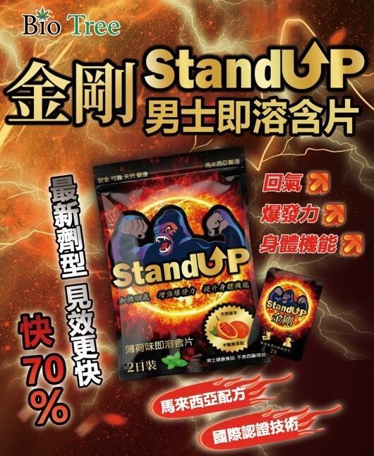 Stand UP Mint-Flavored Instant Dissolving Tablets (2 days) Men's Essential Energy & Vitality Boost