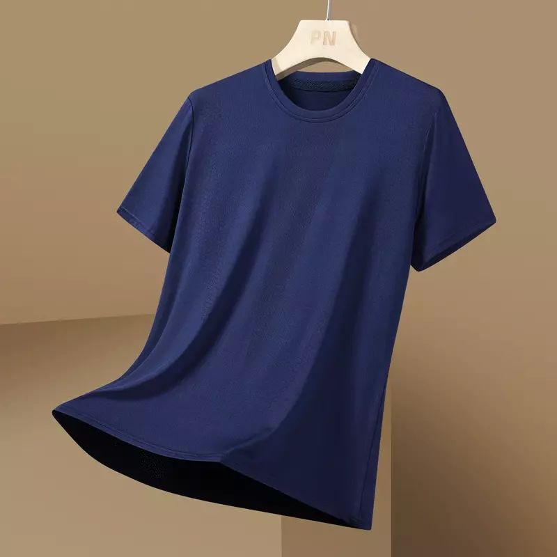 夏季男士冰丝短袖t恤圆领运动速干衣服男透气印花半袖体恤打底衫