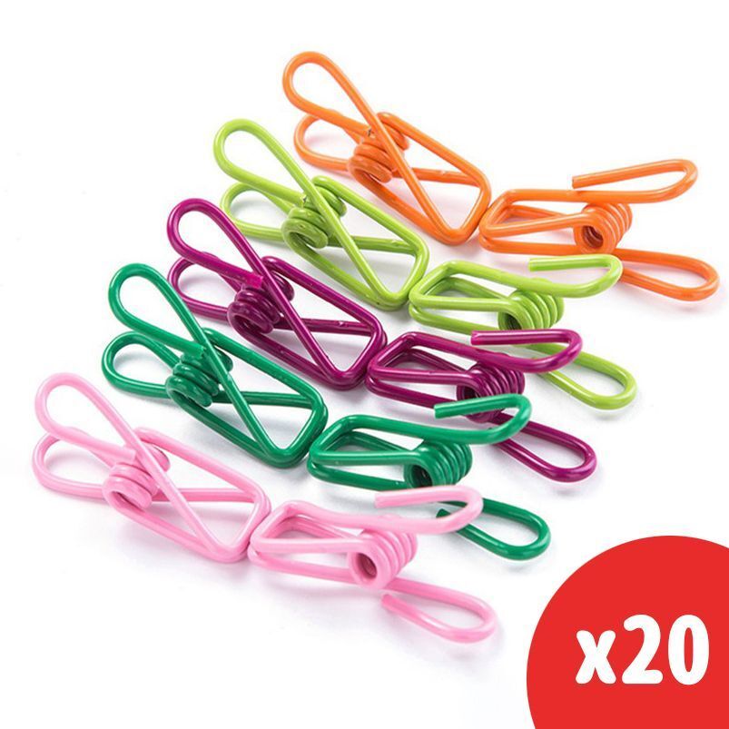 Colorful stainless steel metal multi-purpose clip 20 packs (color random)