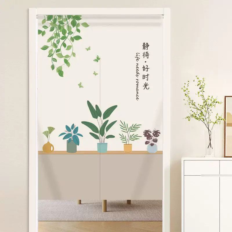可爱卡通卧室门帘隔断帘家用厨房遮挡帘半帘厕所卫生间半帘免打孔