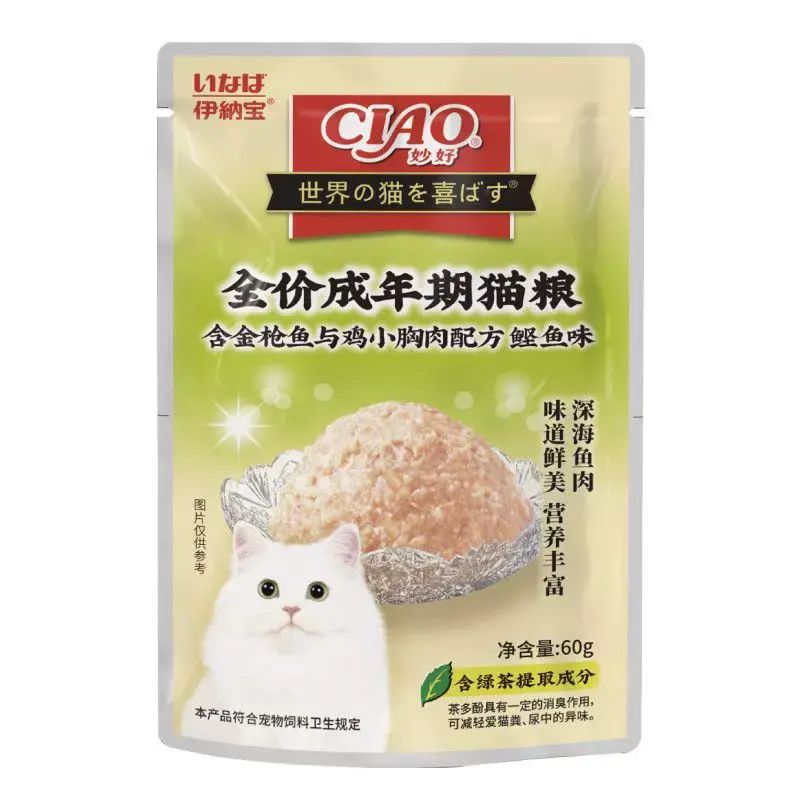 CIAO鲜包猫湿粮包金枪鱼系列成猫湿粮猫条罐头60g*12包