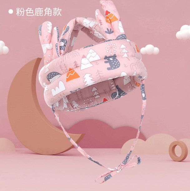 嬰兒防摔護頭帽（粉色森林鹿角款）（尺寸： 70*10*2.5CM）