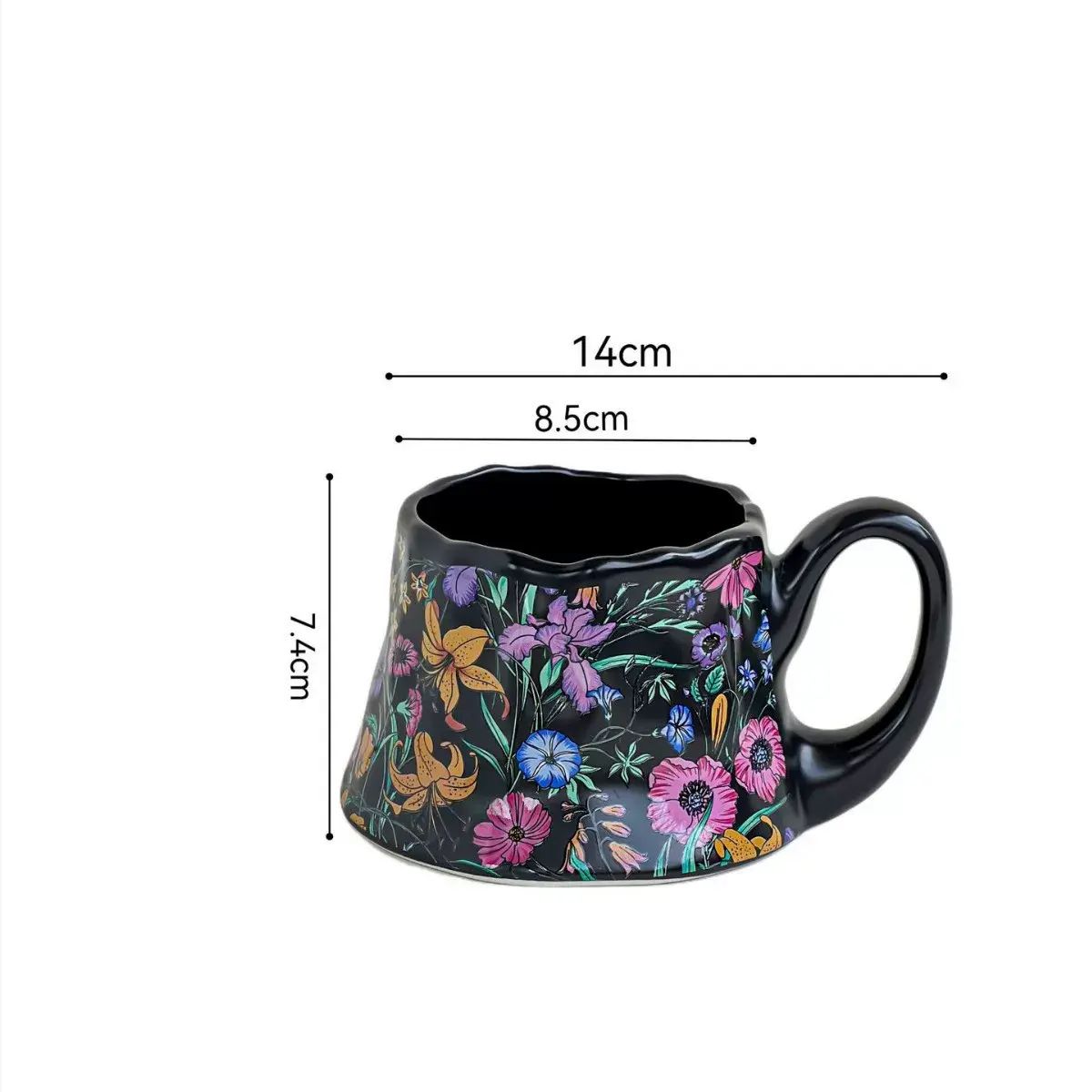 火山杯莫奈花園繁花咖啡杯馬克杯水杯高階感時尚簡約杯子