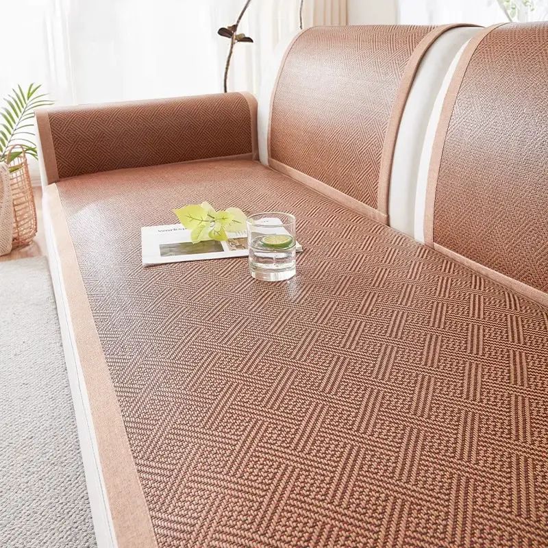 德国藤席沙发垫夏季防滑麻将竹凉席坐垫沙发套罩冰藤席座垫盖布巾