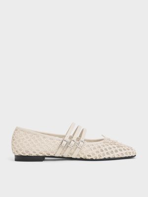 Charles & Keith - 編織多帶芭蕾舞平底鞋
