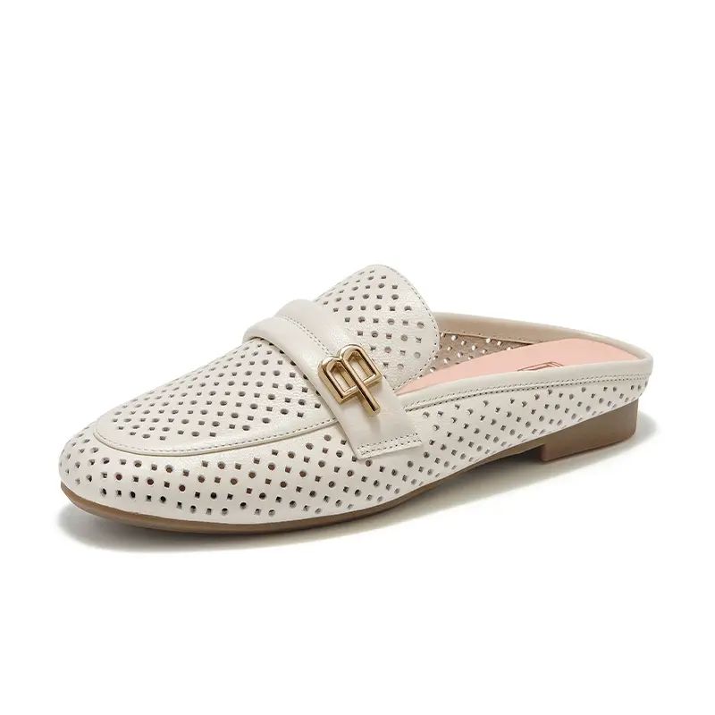 【商场同款】真皮包头半拖鞋女外穿夏季新款镂空懒人鞋穆勒鞋