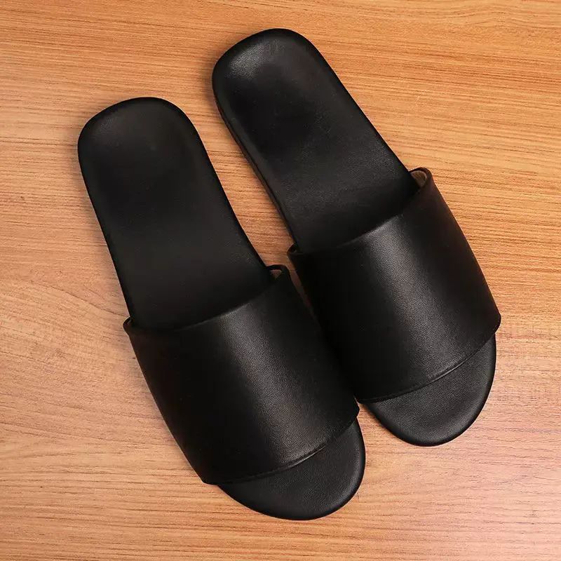 輕奢商務真皮拖鞋男夏居家用室內防滑軟底靜音牛筋底牛皮涼拖鞋