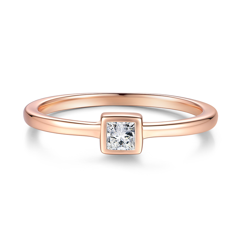 Champagne Square Moissanite S925 Silver Ring