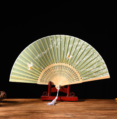 竹復古布扇子摺扇(規格：4號真絲扇)
