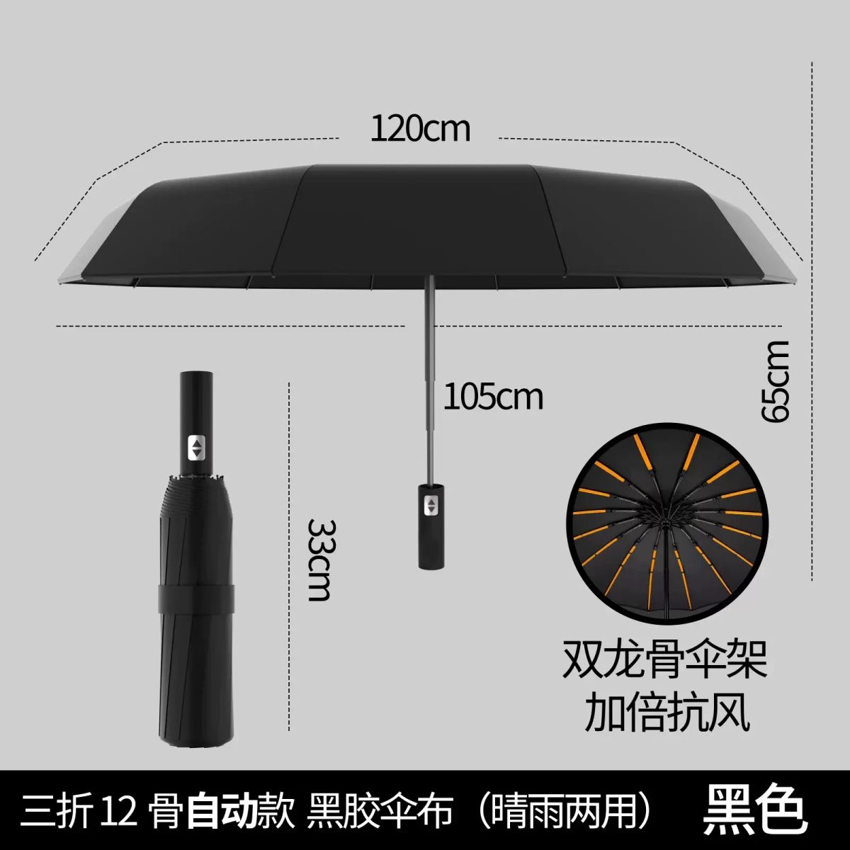 24骨全自動雨遮廣告傘加大加厚加固晴雨兩用遮陽傘太陽傘