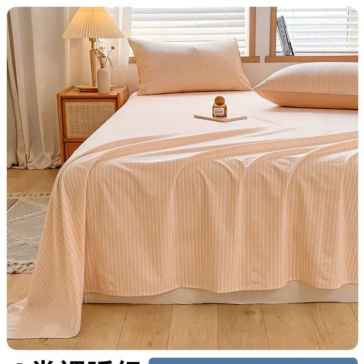 全棉水洗棉床单单件100纯棉学生宿舍单人双人被单枕套三件套3