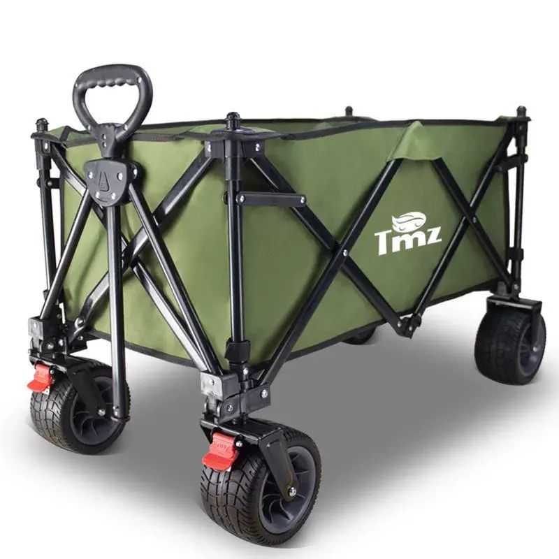 Tmz聚攏型戶外露營推車營地車大容量釣魚拖車便攜擺攤野營車拉車