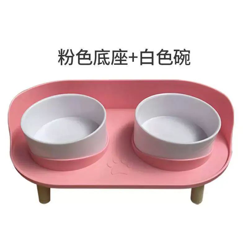 貓碗月半雙食碗打翻保護頸椎貓咪水碗狗食狗碗寵物用品貓糧平行進口