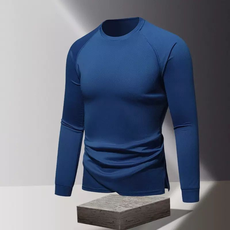 户外冰丝长袖t恤男士春秋季薄款速干衣运动健身服圆领上衣打底衫