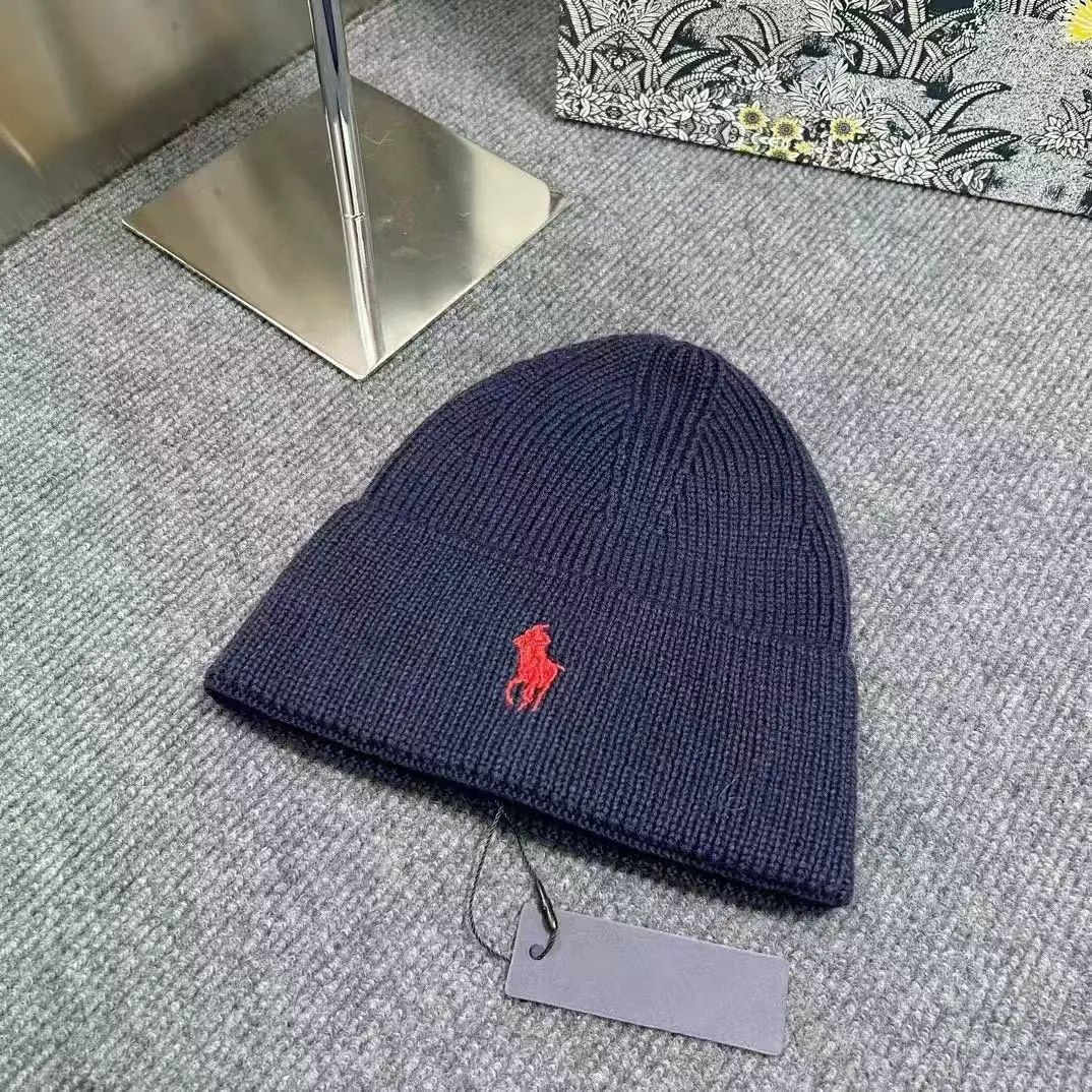 秋冬新款polo毛線帽經典小馬圖案加厚保暖防風帽子冷帽針織帽