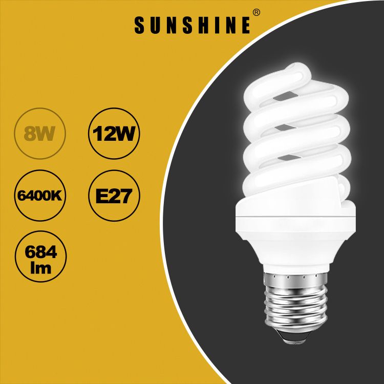 CFL Spiral Bulb - 12W / E27 / Daylight 6400K #Energy Saving Lamp (S16A12E27D)