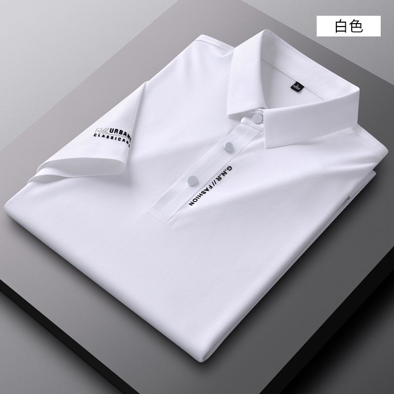 Men's seamless ice silk polo shirt, short sleeved t-shirt, summer business lapel, summer thin outfit