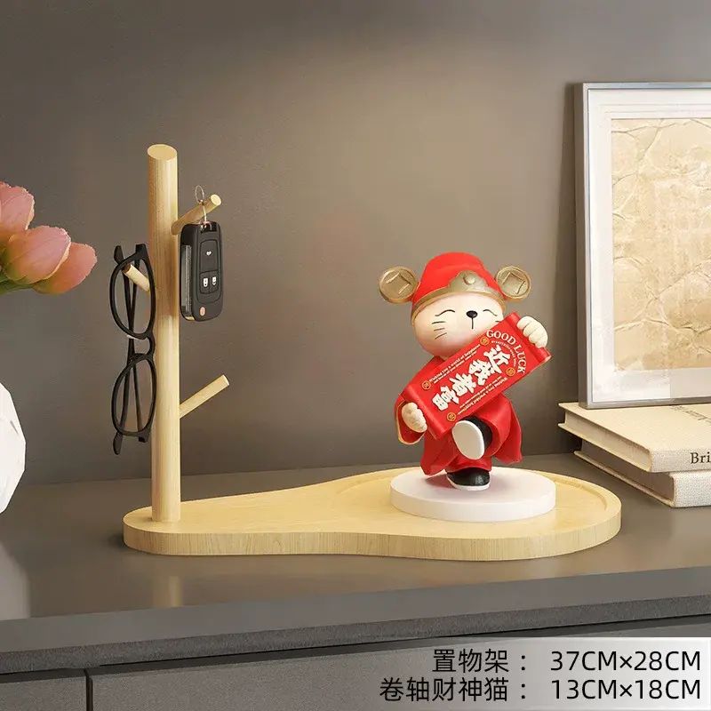 招财猫钥匙收纳玄关装饰摆件家居入户门口鞋柜置物架乔迁新居礼物