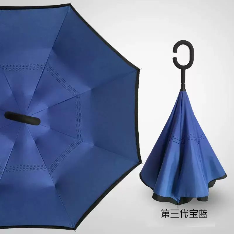 Manual double-layer double-sided reverse umbrella car-mounted long handle can stand hands-free