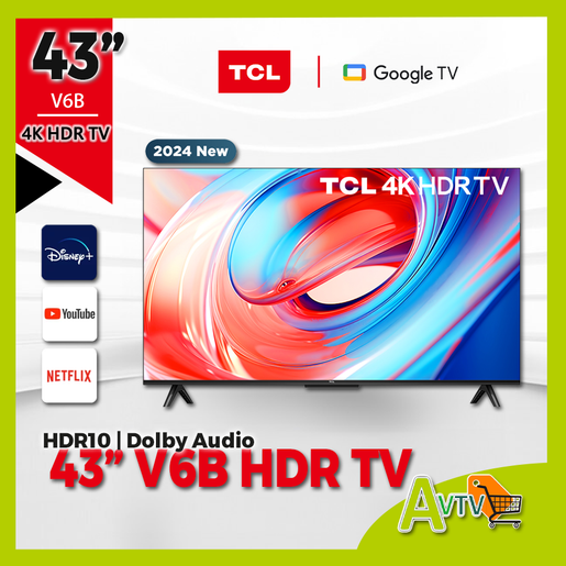 TCL | TCL 43 43V6B 4K Google TV (送藍牙耳筒,8K HDMI,掛牆架) 4K高清