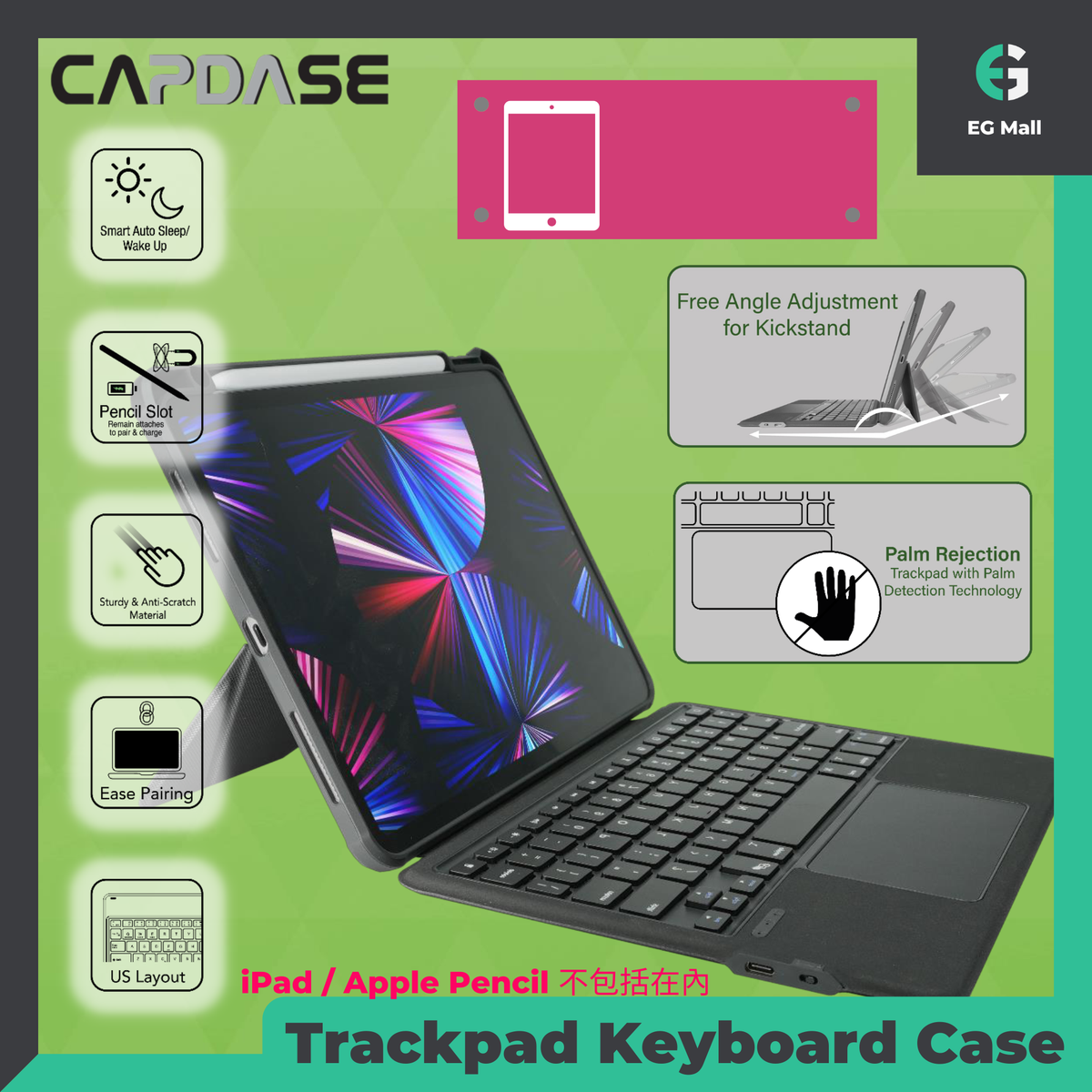 IPad PRO 11 M4 2024 Anti-collision Case Bluetooth Keyboard Keyboard Trackpad Touch Pencil SLOT
